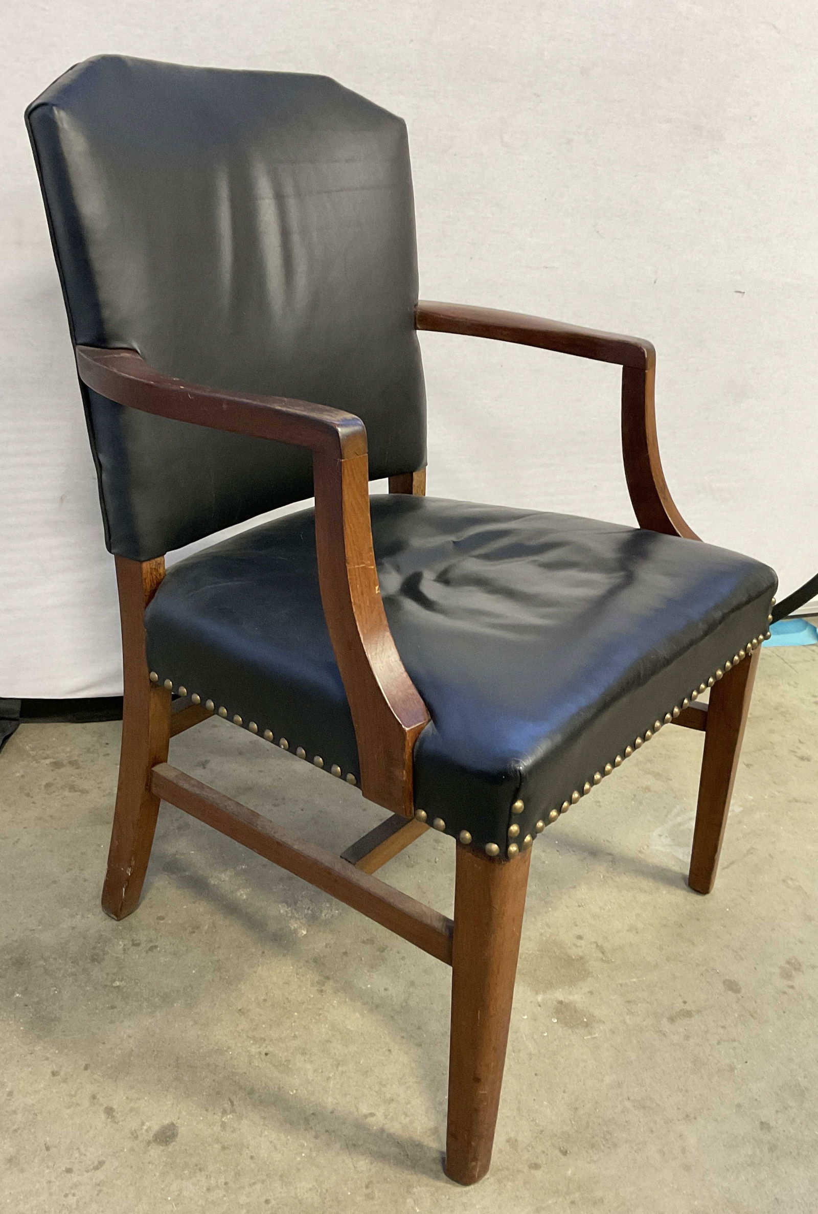 Vintage Black Leather Style Upholstery Armchair (1 of 7)