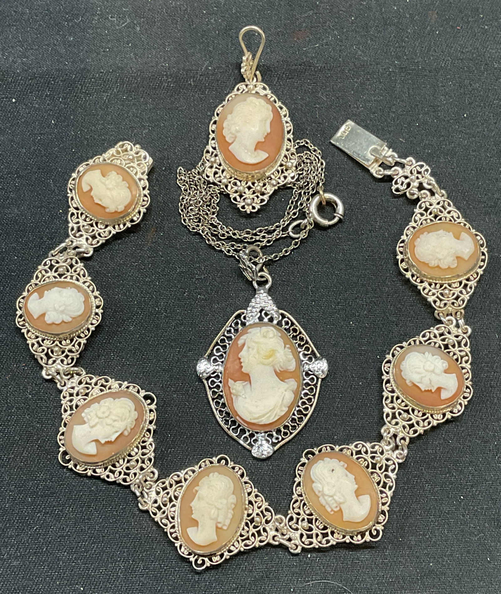 Lot 3 Vintage Sterling & 800 Silver Cameo Jewelry (1 of 10)