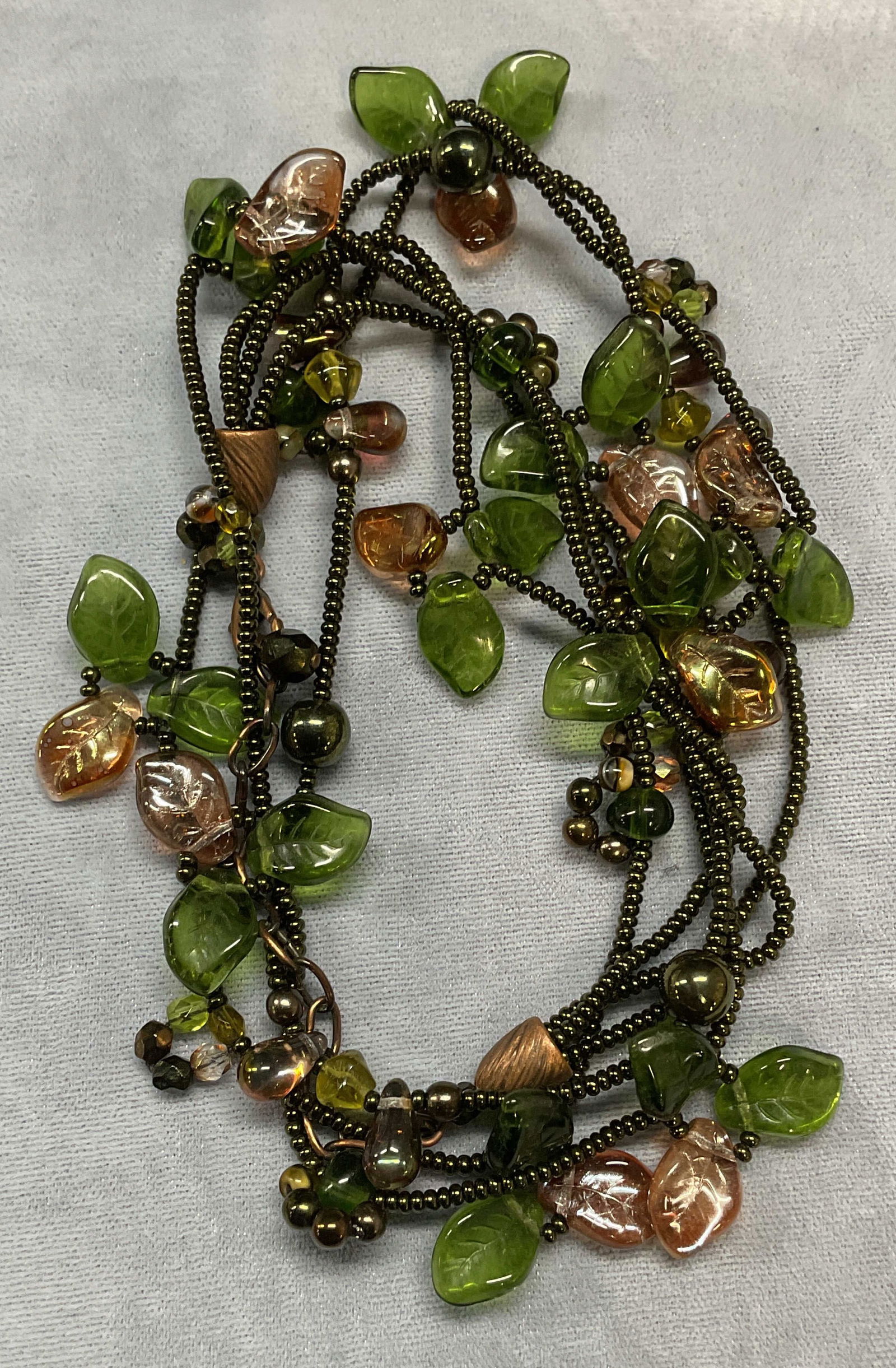 Green Multi Strand Glass Beaded Necklace (1 of 8)