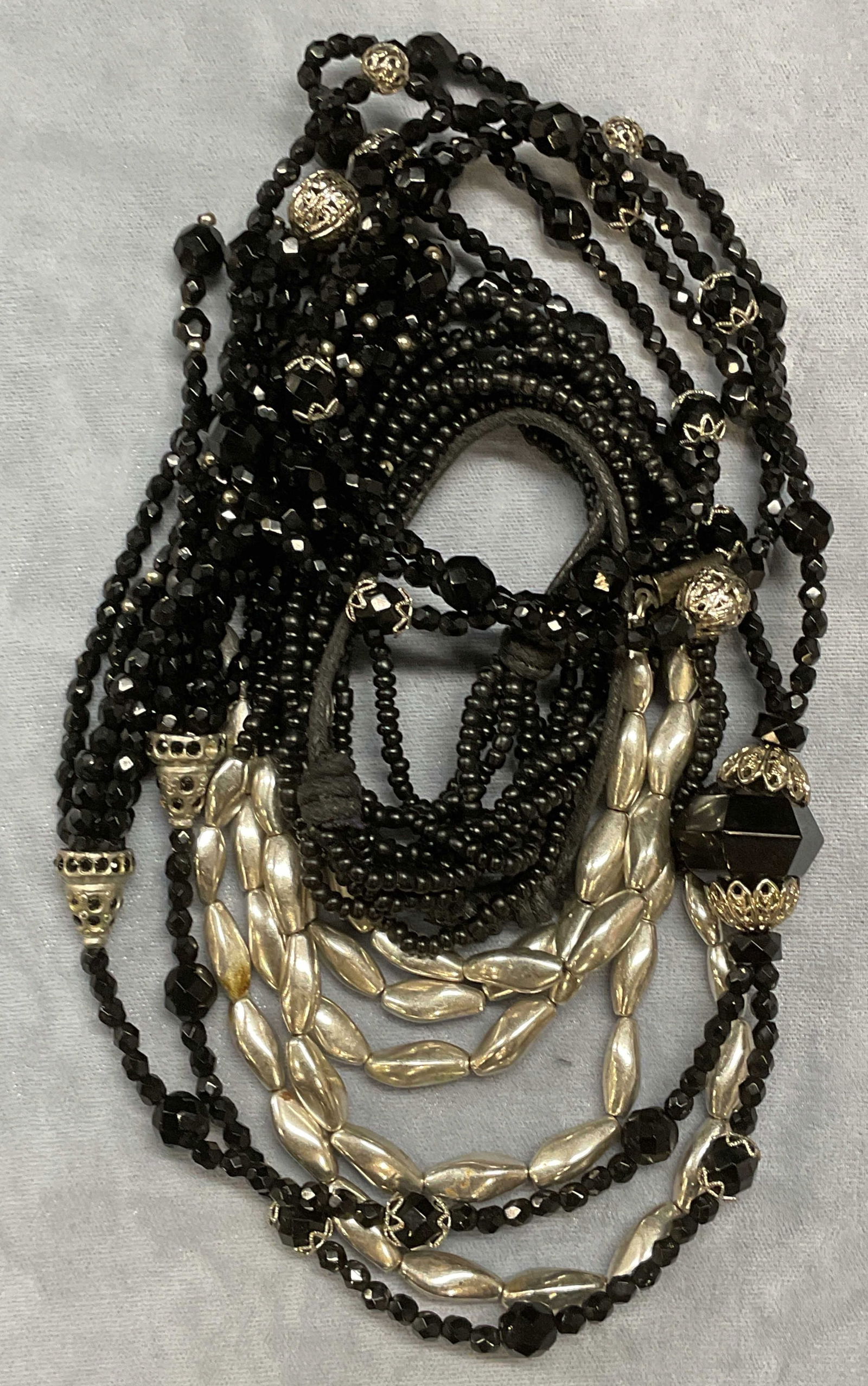 Lot 2 Black Crystal & Beaded Necklaces (1 of 6)