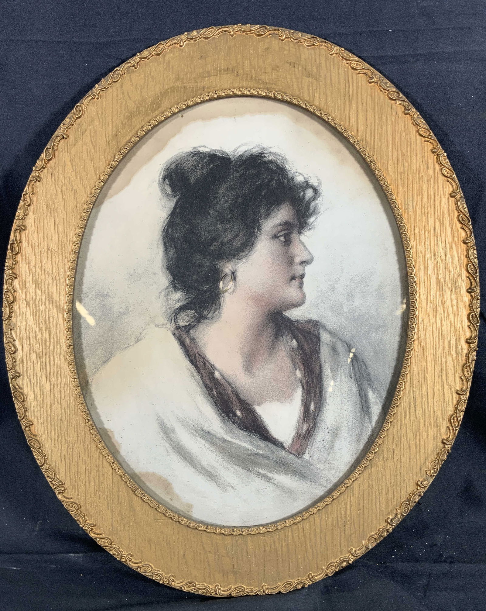 Oval Framed Portrait of a Woman Lithograph (1 of 9)