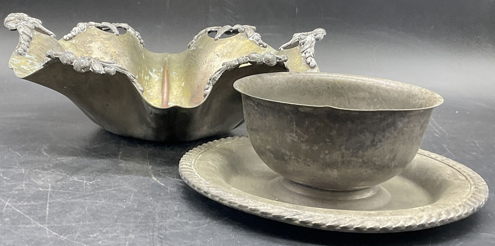 Lot 2 Vintage Metal Tableware, S.L.&G.H. ROGERS + (1 of 9)