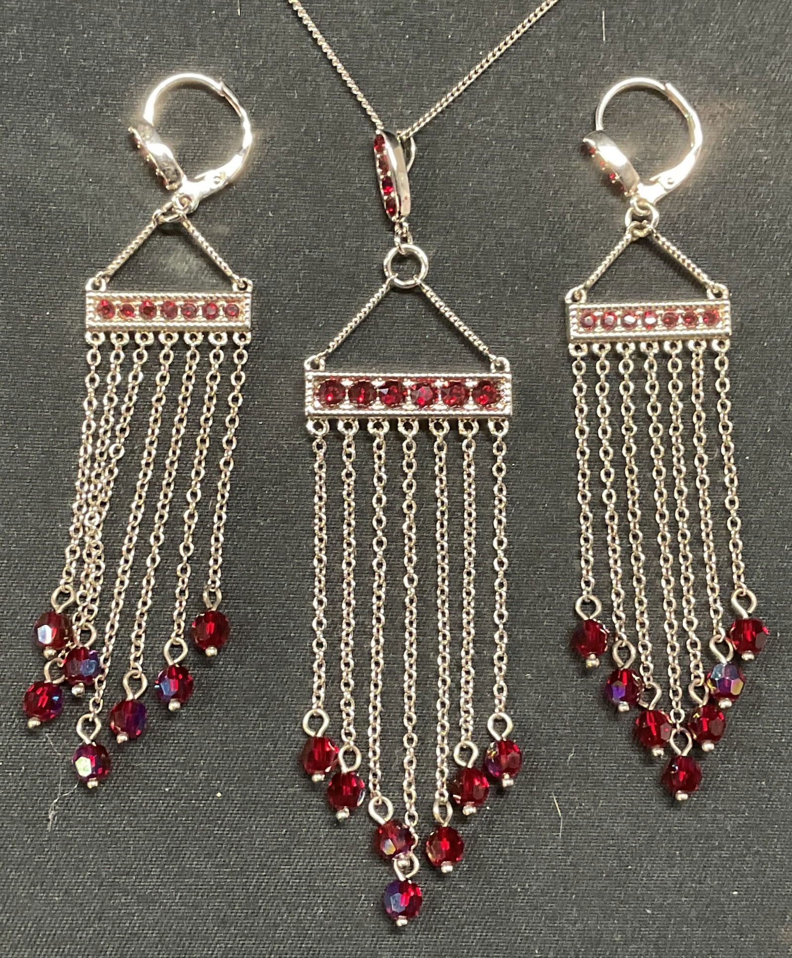 Lot 2 Swarovski Touchstone Red Crystal Necklace + (1 of 7)