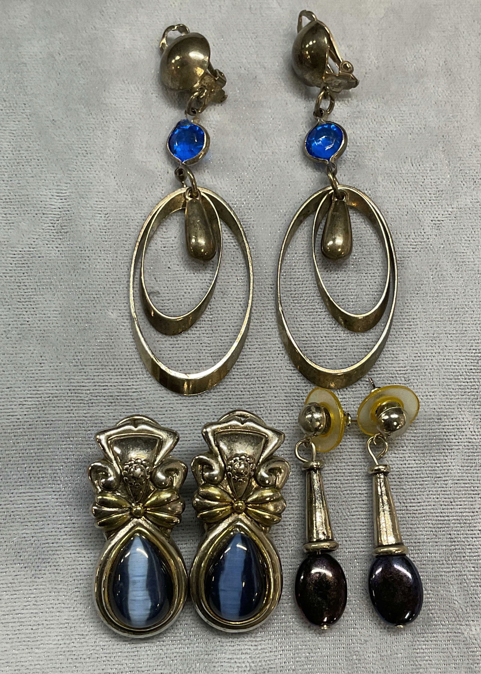 Lot 3 MX Silver Tone Crystal Earrings, More (1 of 8)