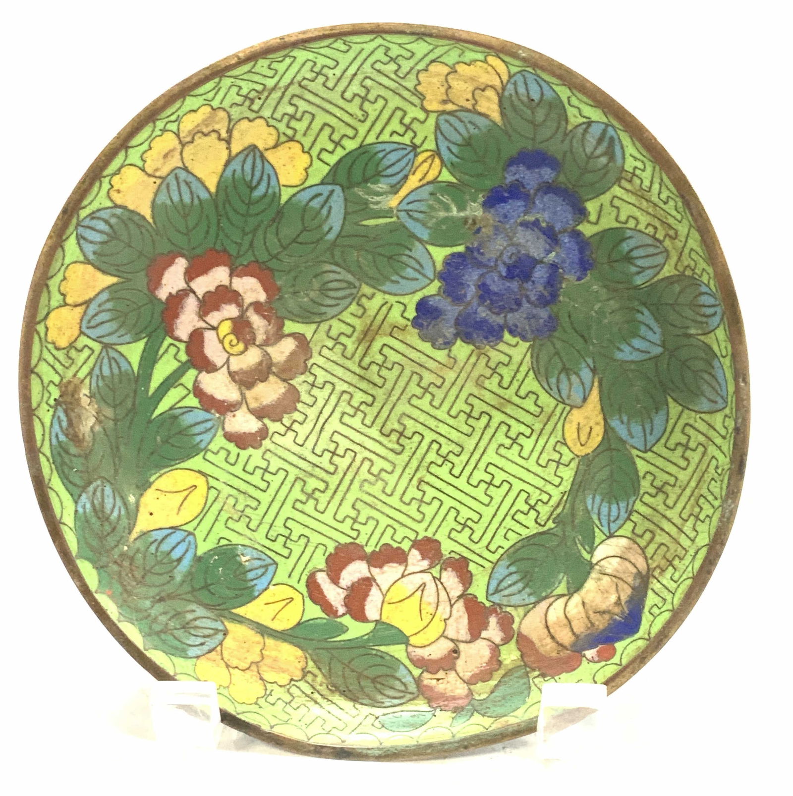 Chinese Cloisonne Floral Plate (1 of 6)