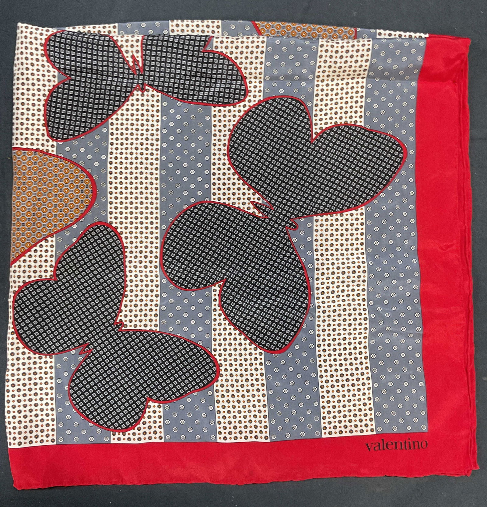 Valentino Blue & Red Butterfly Silk Scarf (1 of 6)