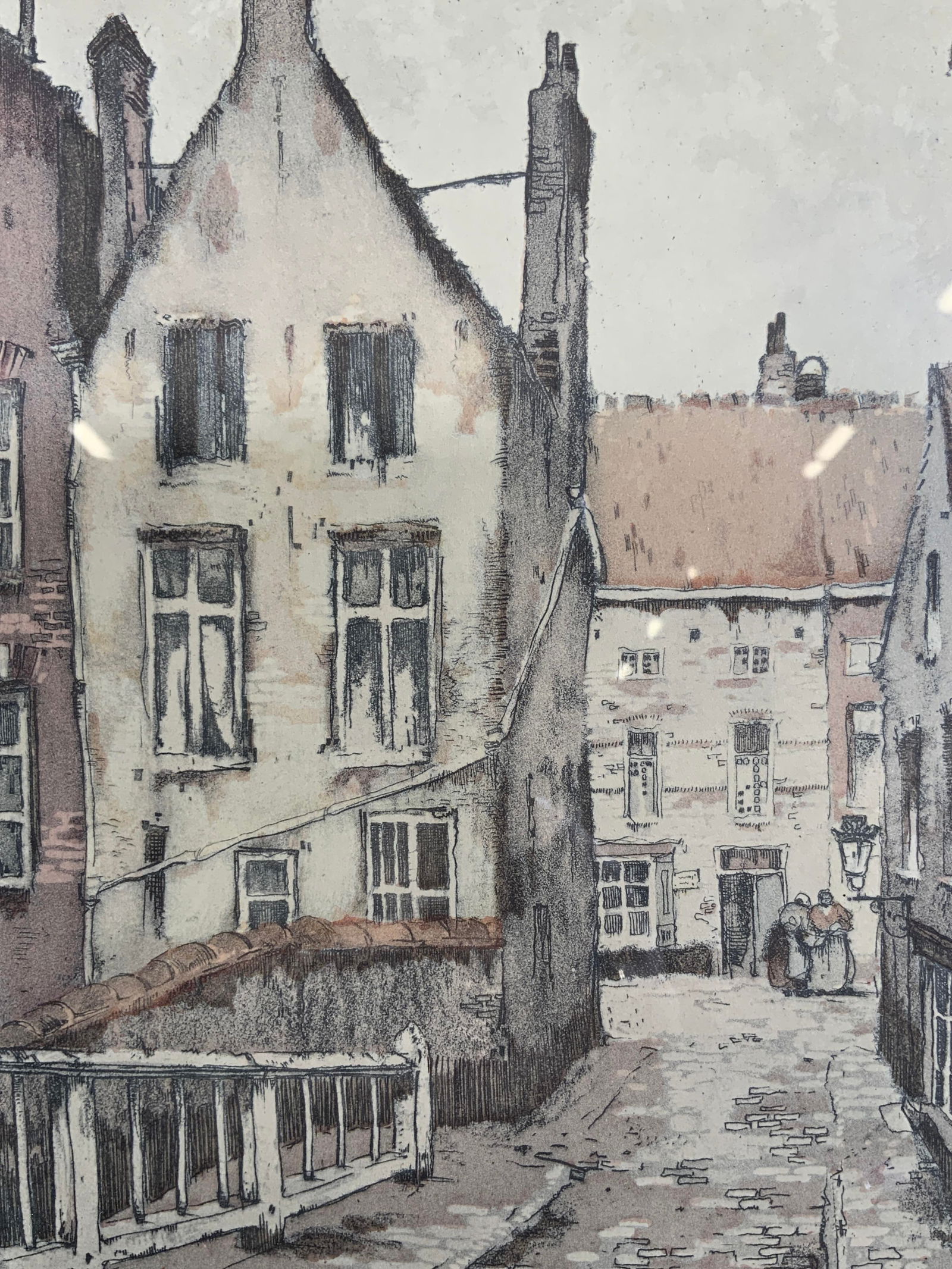 Vntg Roger Belin Framed Stone Street Lithograph (1 of 9)