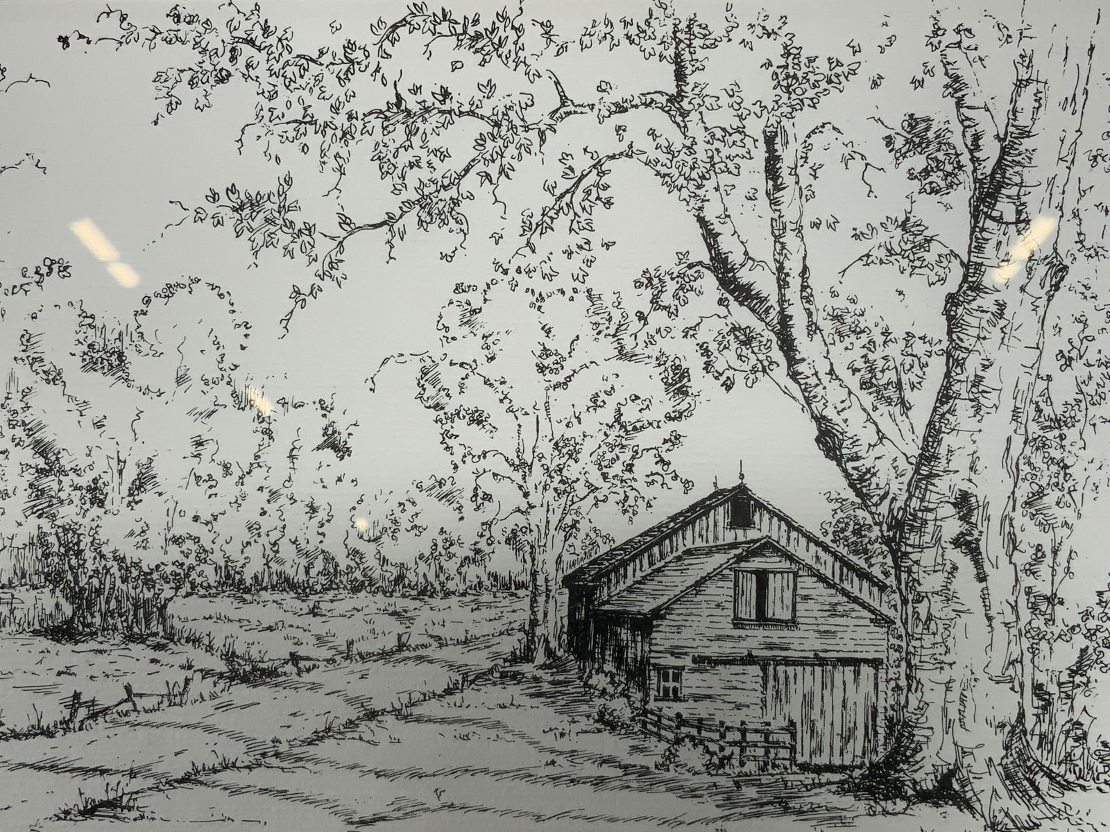 J J Bohn Framed Farm on a Road Etching 1989 (1 of 8)