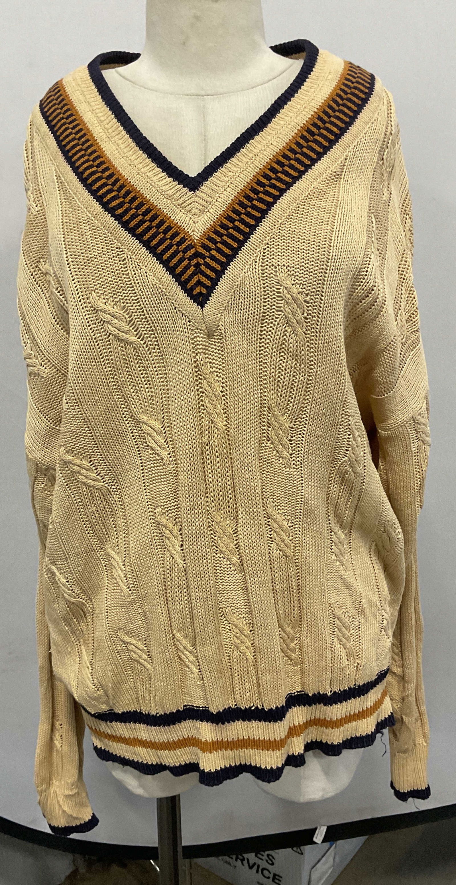 Vintage Austin Reed Beige Knit Cotton Sweater (1 of 6)