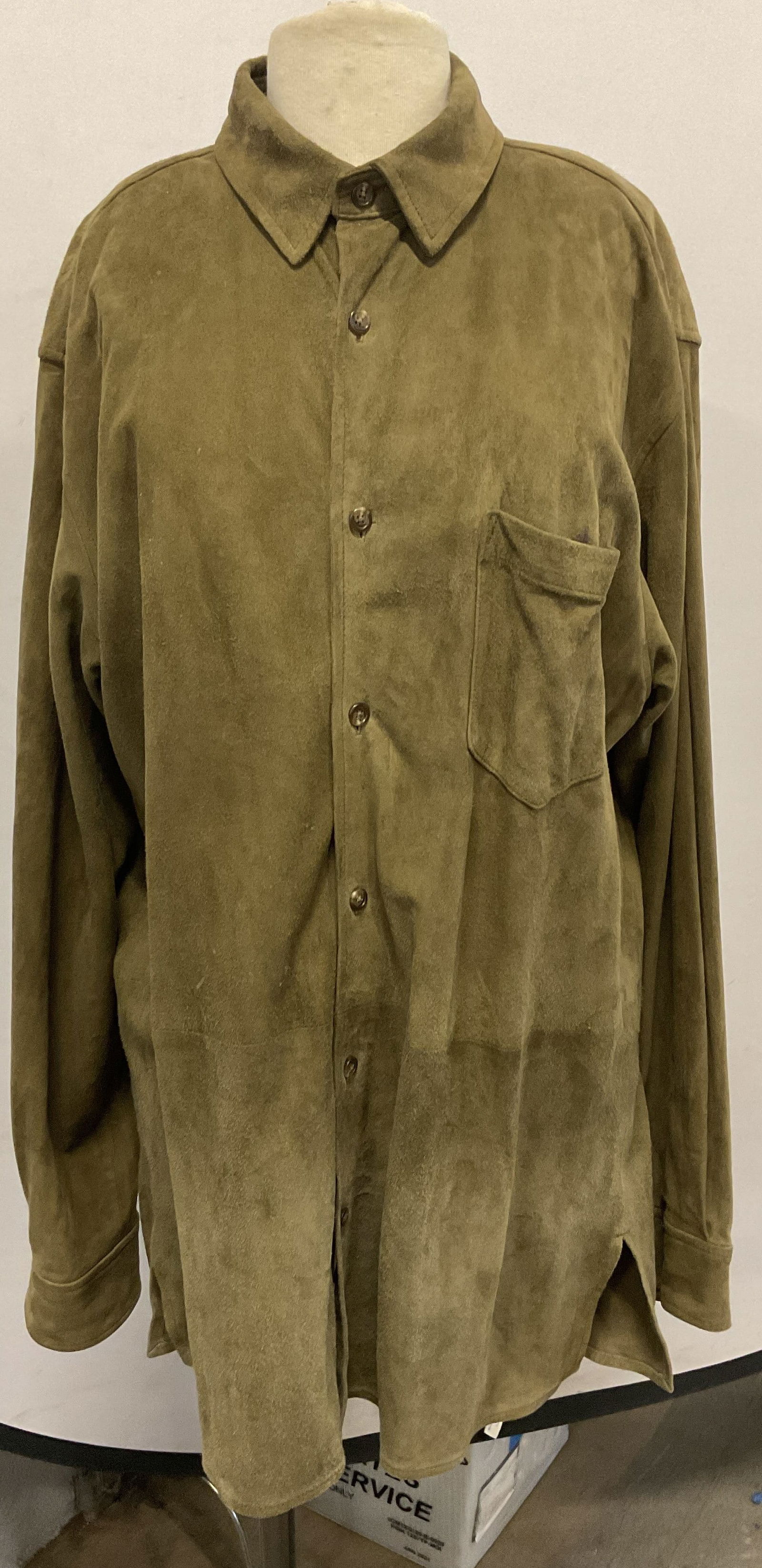 Ralph Lauren Polo Green Suede Button Up Shirt (1 of 6)