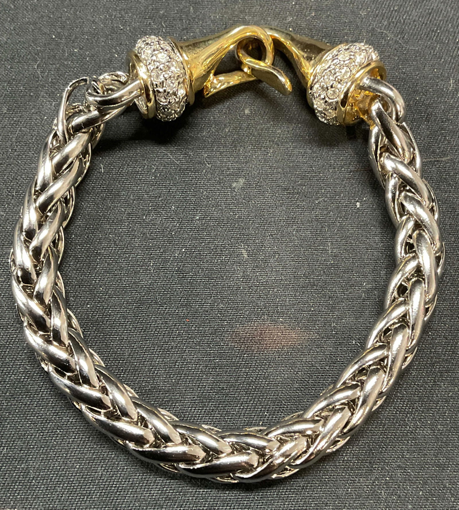 Silver & Gold Tone Crystal Chain Bracelet (1 of 6)