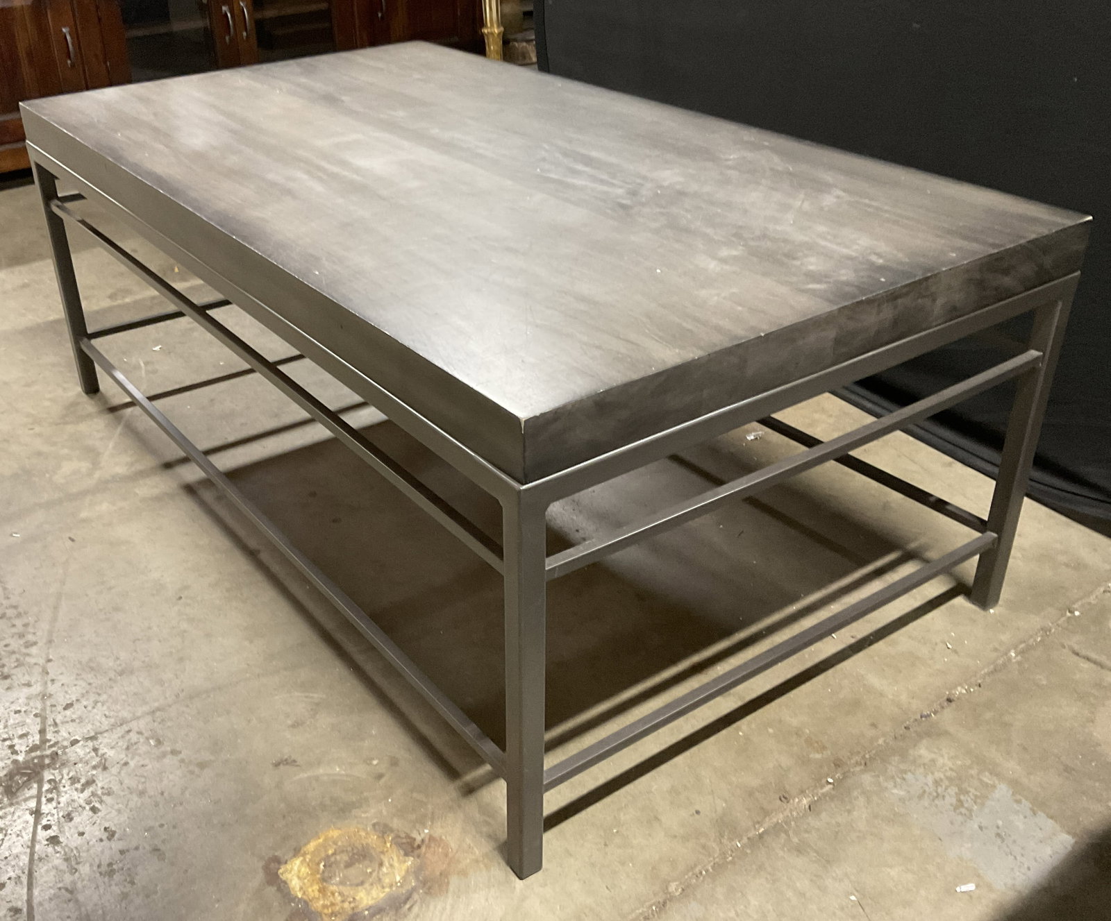 Rectangular Gray Wood & Metal Coffee Table (1 of 8)