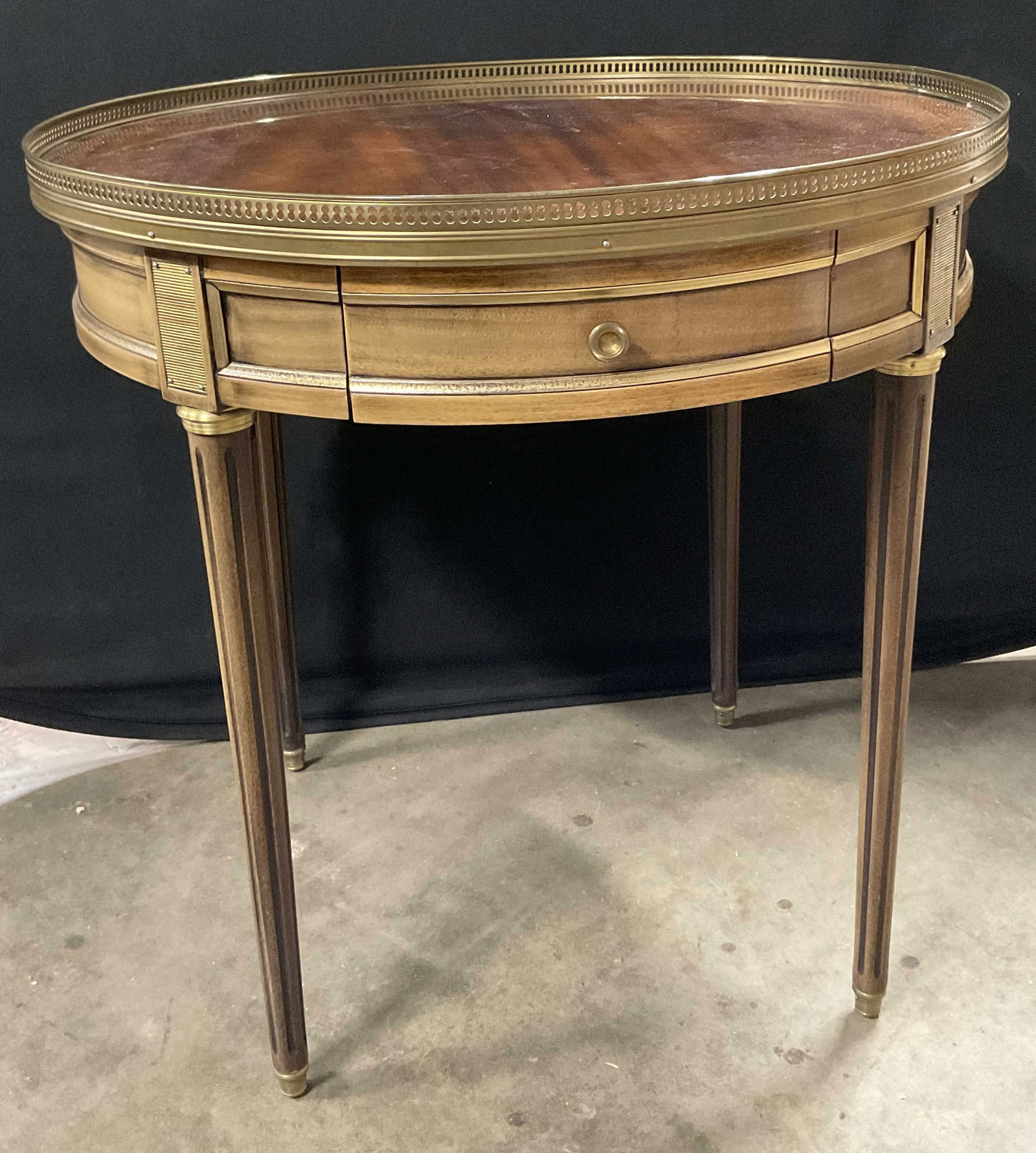Vintage Two Drawer Round Wood Side Table (1 of 10)