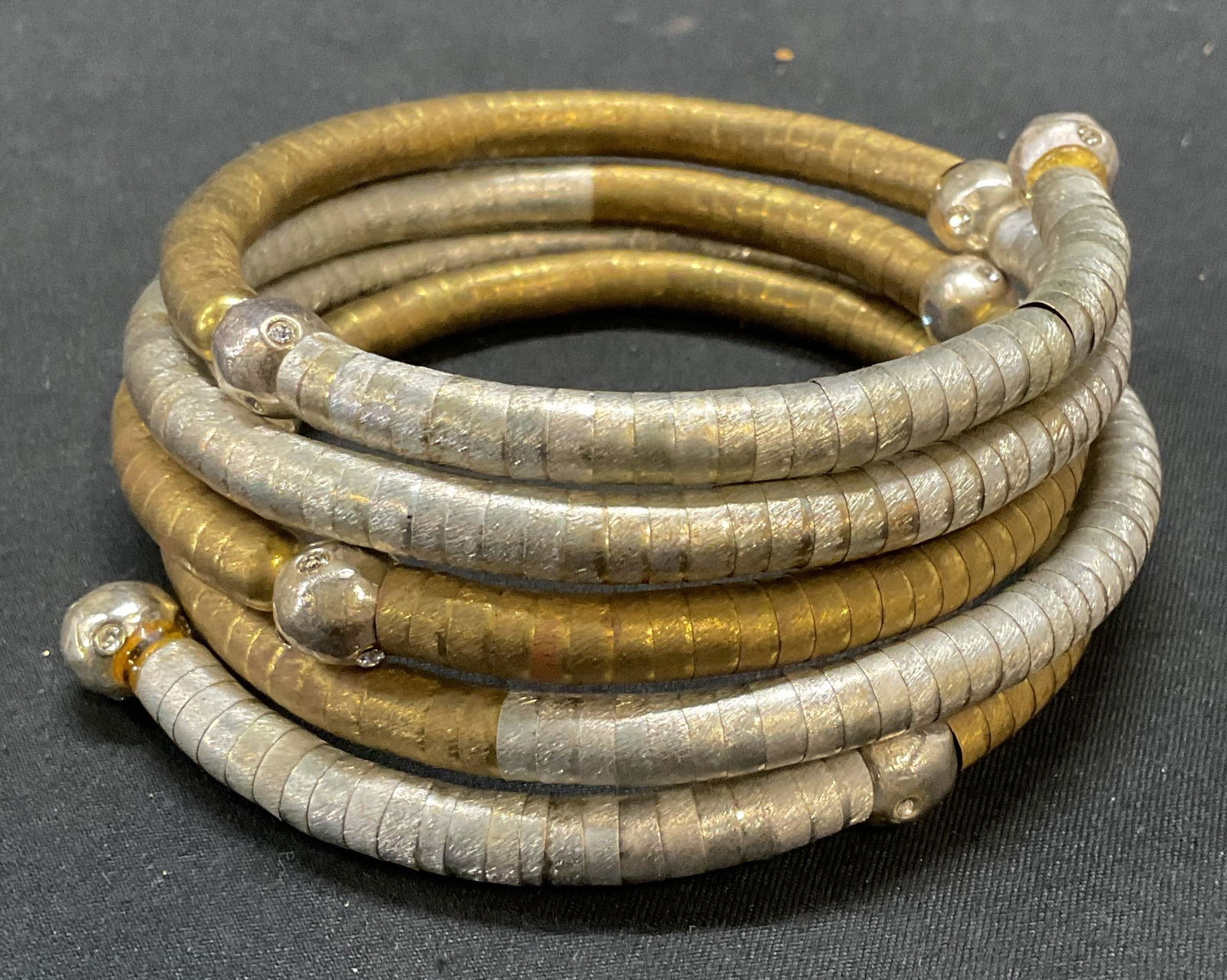 Silver & Gold Tone Crystal Wrap Bracelet (1 of 6)