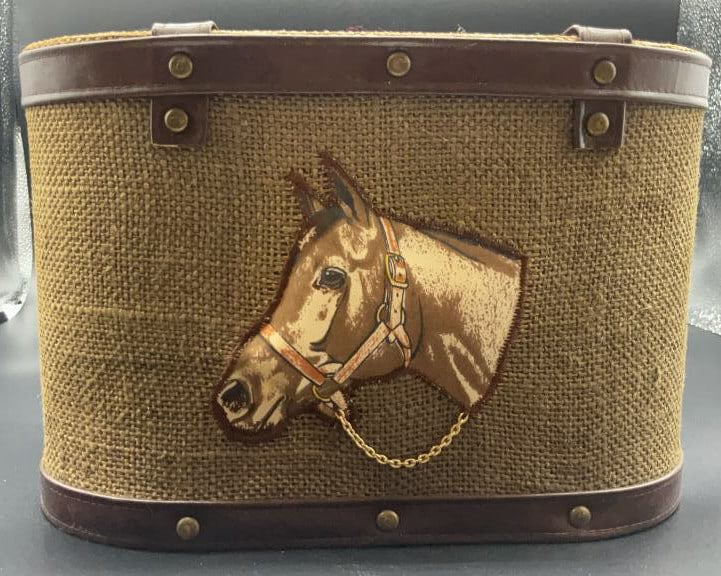 Vintage Burlap and Quilted Horse Bucket Bag (1 of 12)