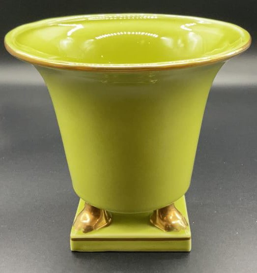 P179 green and gilt ceramic cache pot urn (1 of 12)