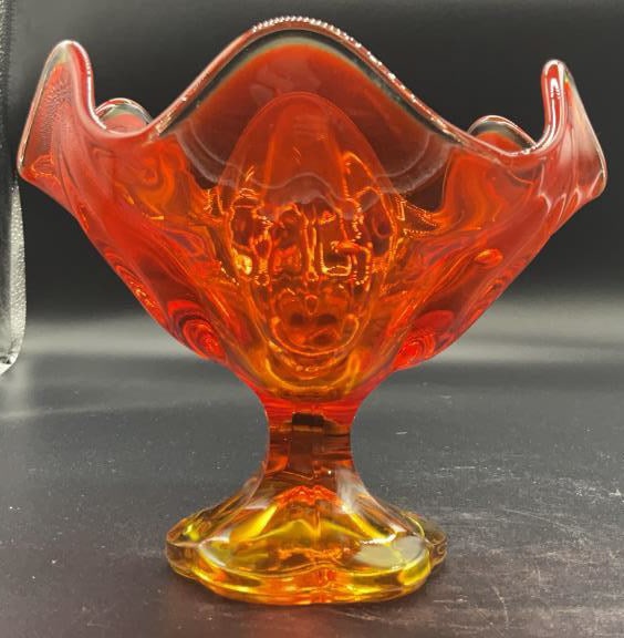 Amberina Persimmon Six Petal Compote bowl (1 of 10)