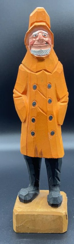 Hand Carved and Painted Fisherman figural (1 of 11)