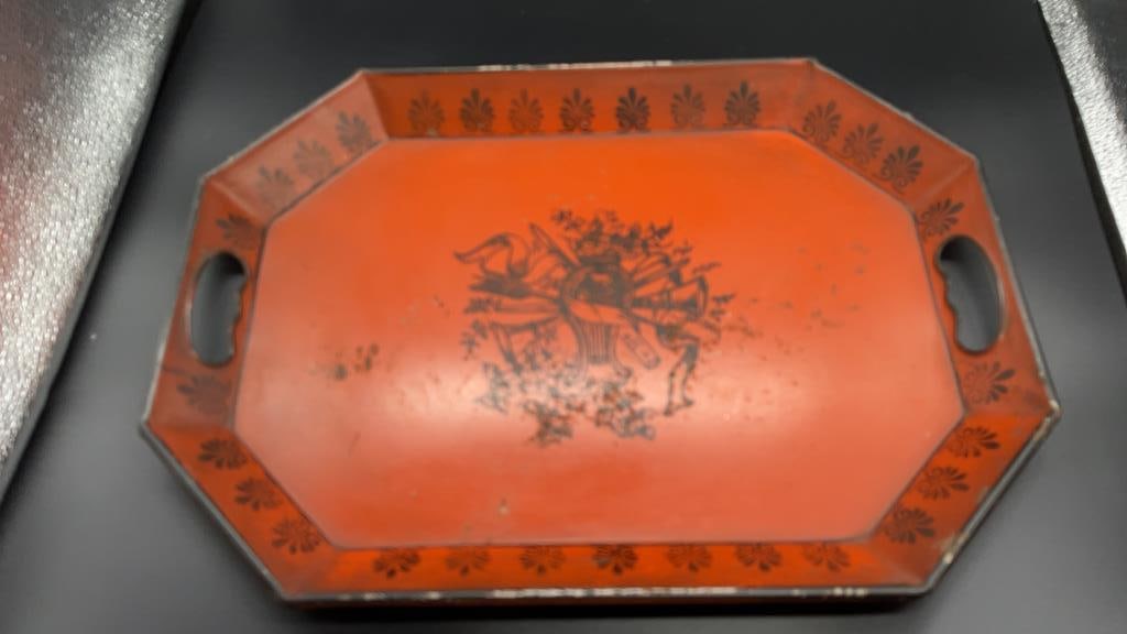 Vintage Antique Hand Decorated Toleware Tray (1 of 11)