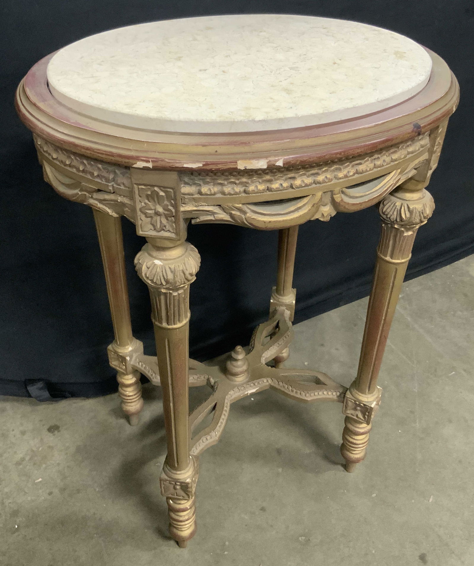 Vntg French Louis XVI Style Gilt Wood Marble Table (1 of 16)