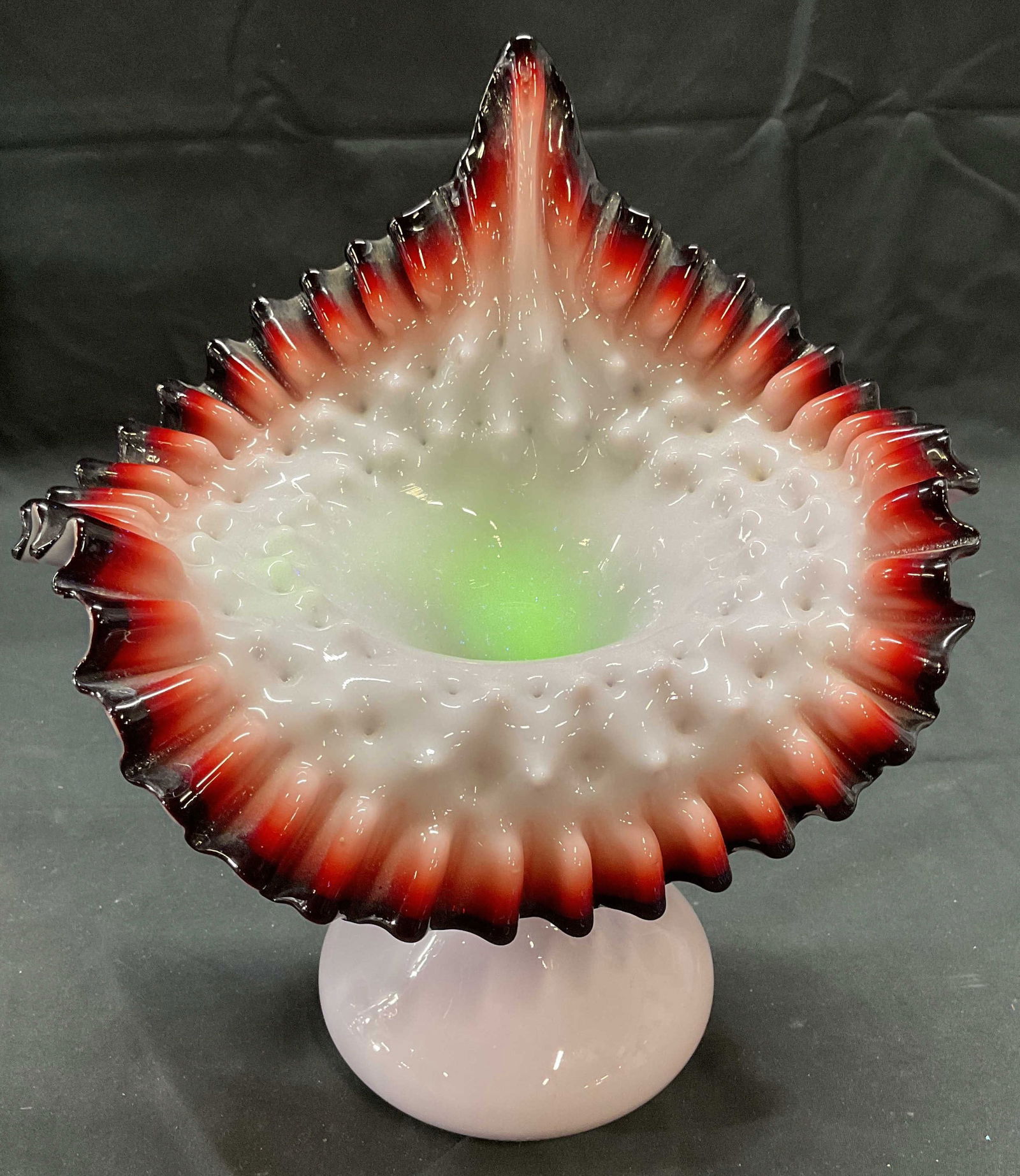 Vtg Uranium Glass Jack in the Pulpit Vase (1 of 6)