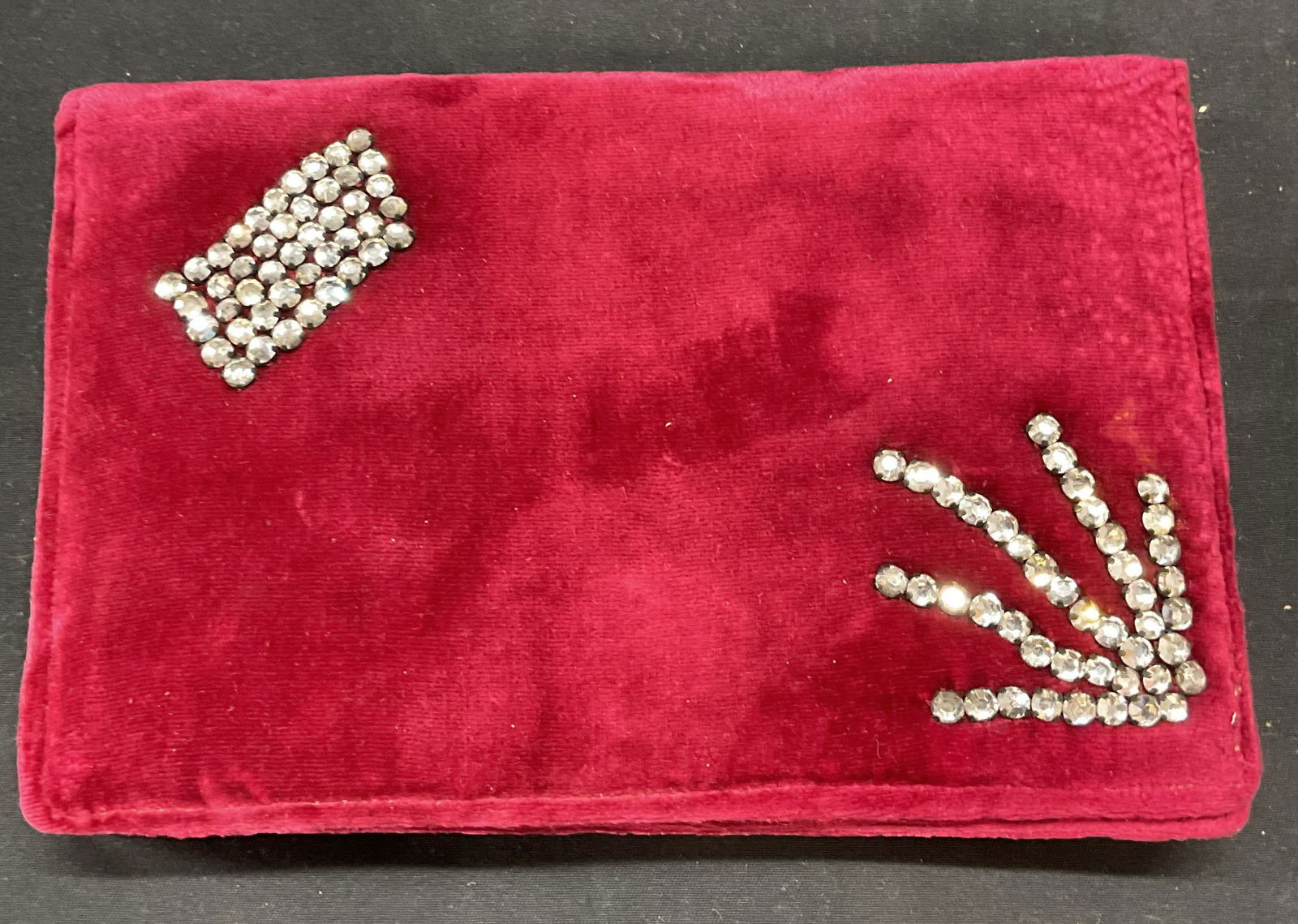 Vintage Red Velvet Crystal Clutch Handbag (1 of 6)
