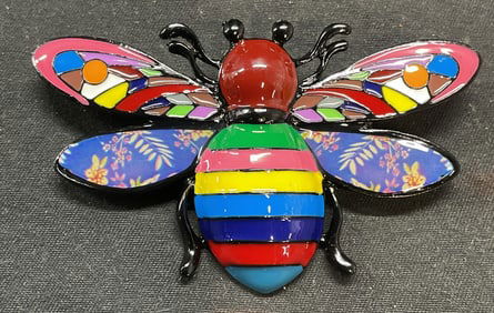 Vintage Enameled Fly Insect Brooch