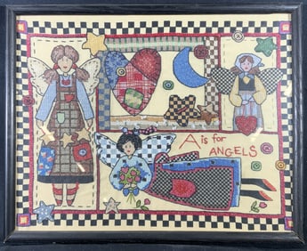 A is for Angels Cross Stitch Embroidery Sampler