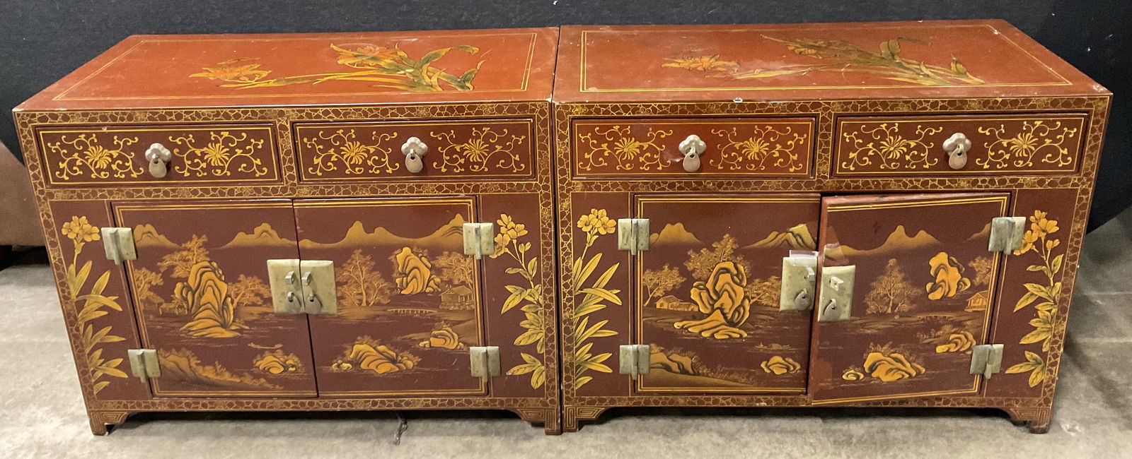Pair Vintage Lacquered Asian Chests / Side Tables (1 of 10)