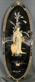 Asian Style Geisha With Drum Wooden Plaque 3ft