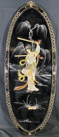 Asian Style Geisha With Sword Wooden Plaque 3ft