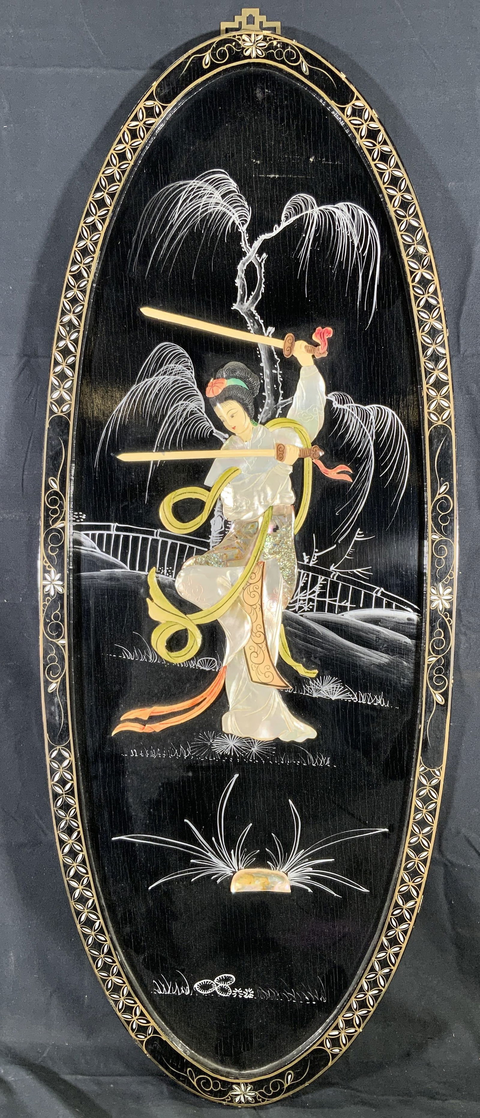 Asian Style Geisha With Sword Wooden Plaque 3ft (1 of 10)