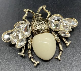 Crystal and Enamel Winged Fly Brooch