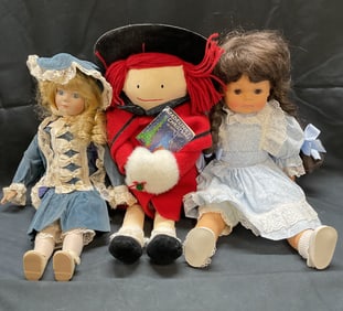 Lot 3 Vintage Dolls, Porcelain, Madeline +
