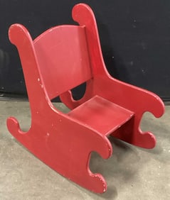 Vintage Painted Red Wooden Childs Rocker