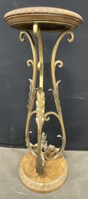 BERNHARDT FURNITURE Gilt Metal & Wood Pedestal