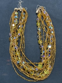 Vintage Yellow Crystal Beaded Necklace