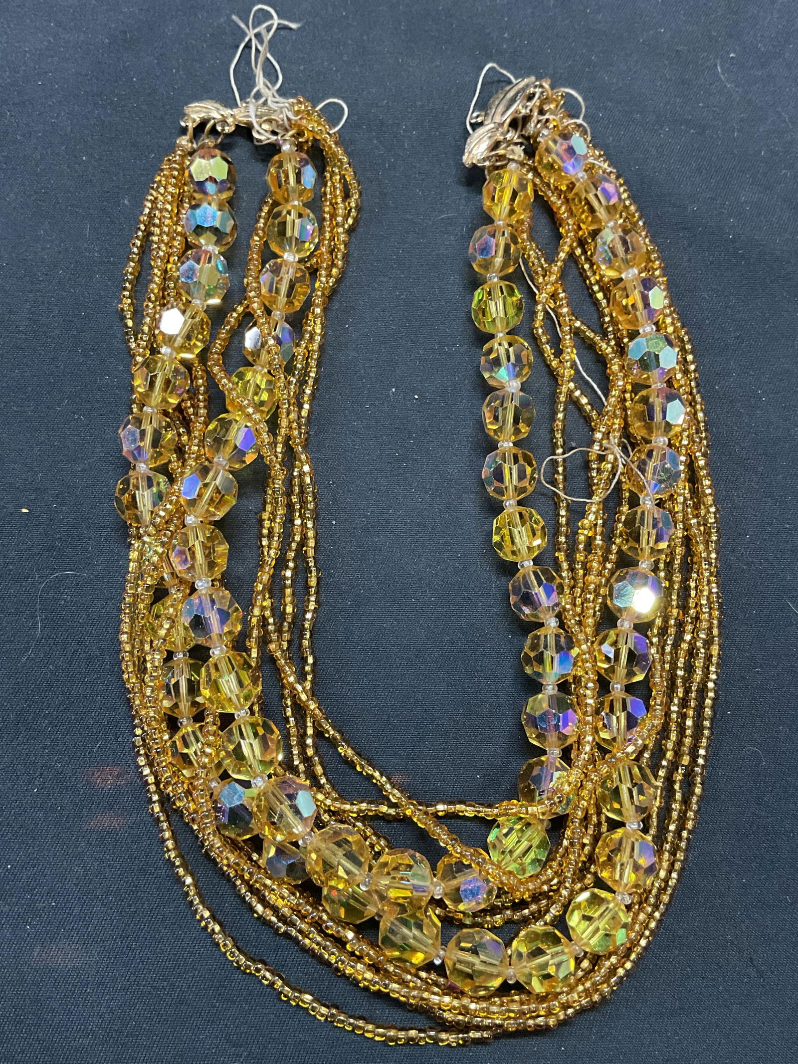 Vintage Yellow Crystal Beaded Necklace (1 of 6)