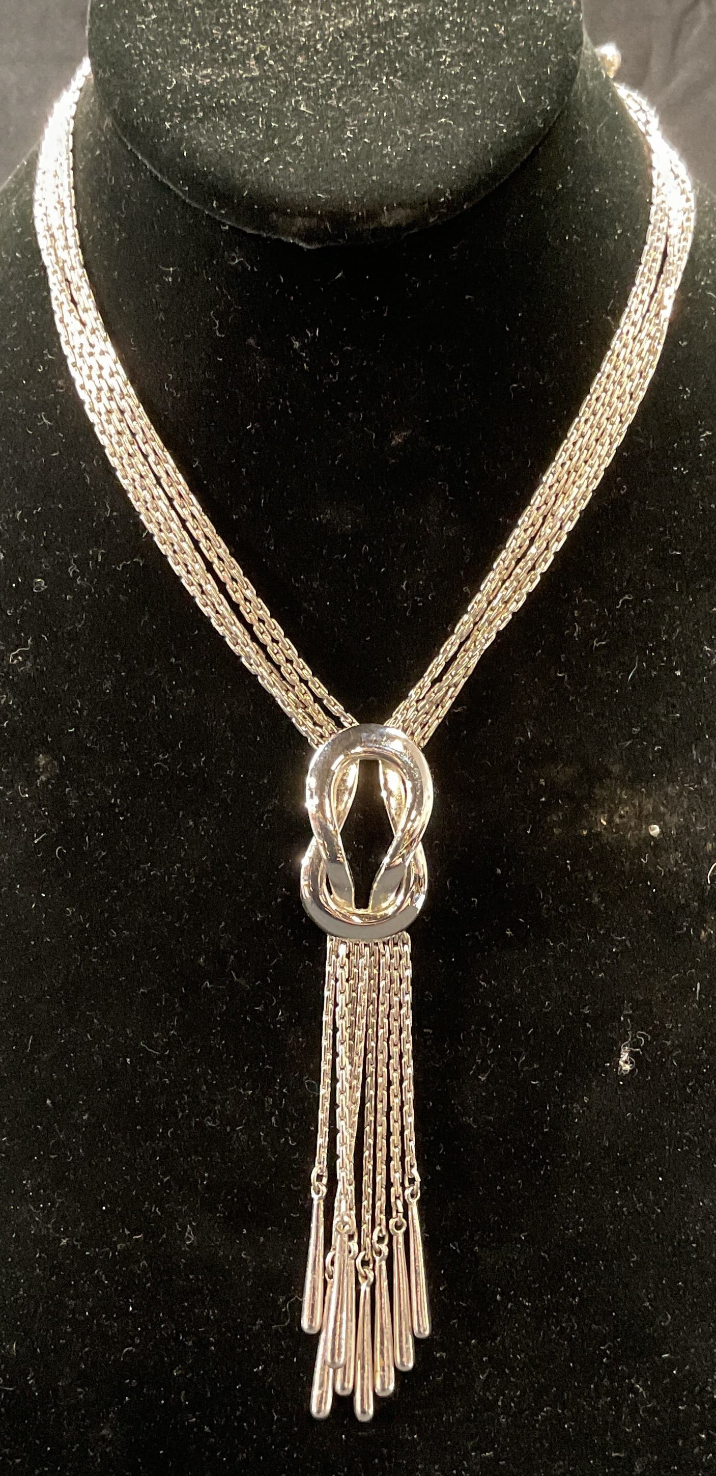 Vintage Monet Silver Tone Pendant Necklace (1 of 6)
