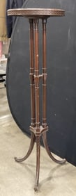 Vintage Wooden Tripod Leg Round Top Pedestal Table