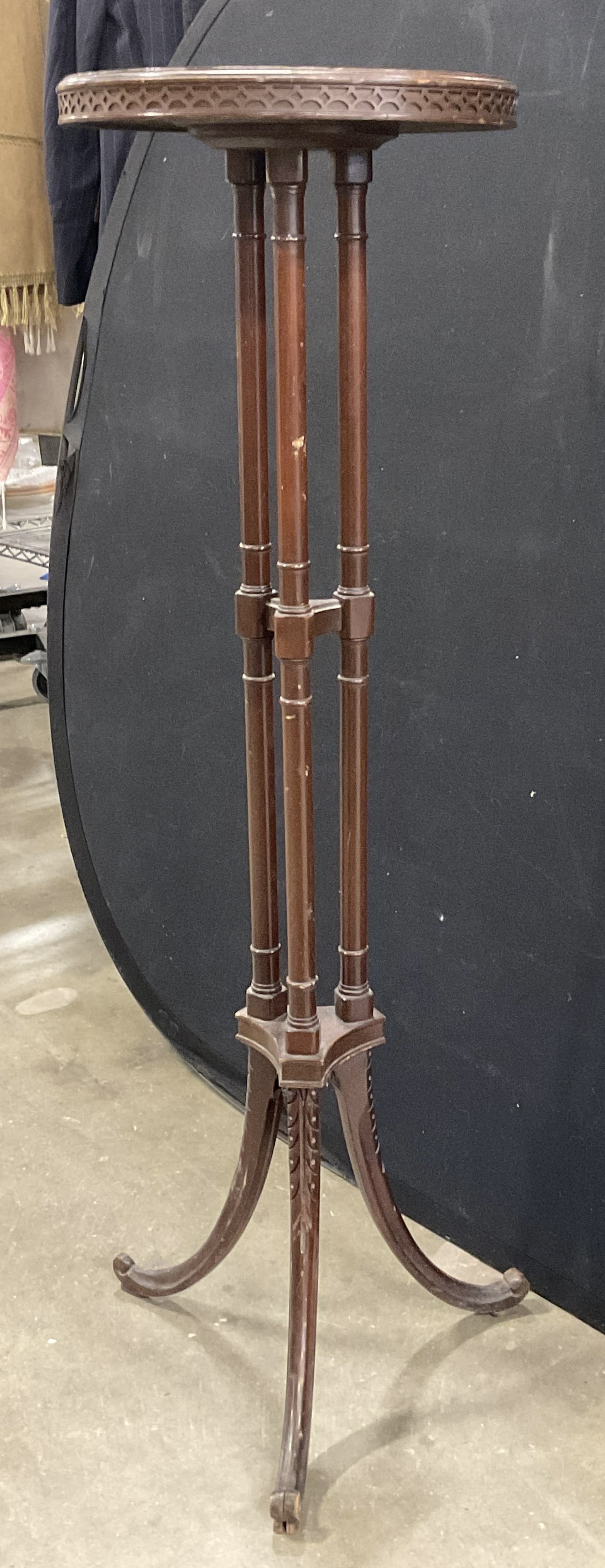 Vintage Wooden Tripod Leg Round Top Pedestal Table (1 of 10)