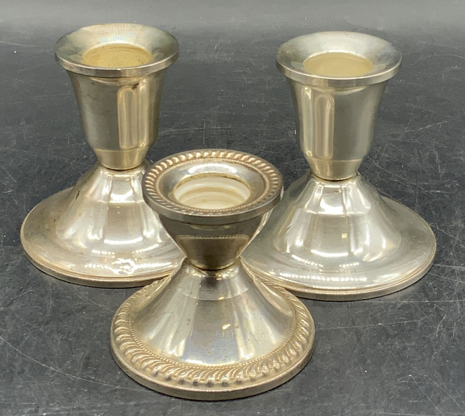 3 DUCHIN Weighted Sterling Silver Candlesticks (1 of 8)