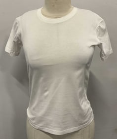 Prada Style White Short Sleeve Tee Shirt