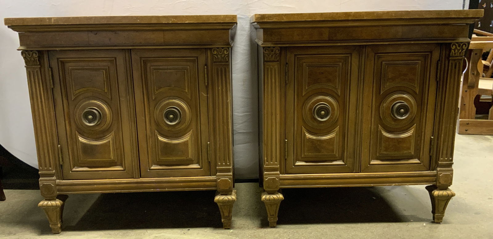 Pair Vntg Wooden Side Tables Nightstands (1 of 9)