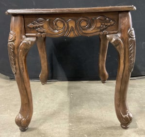 Wooden Side Table W/ Scrolled Feet