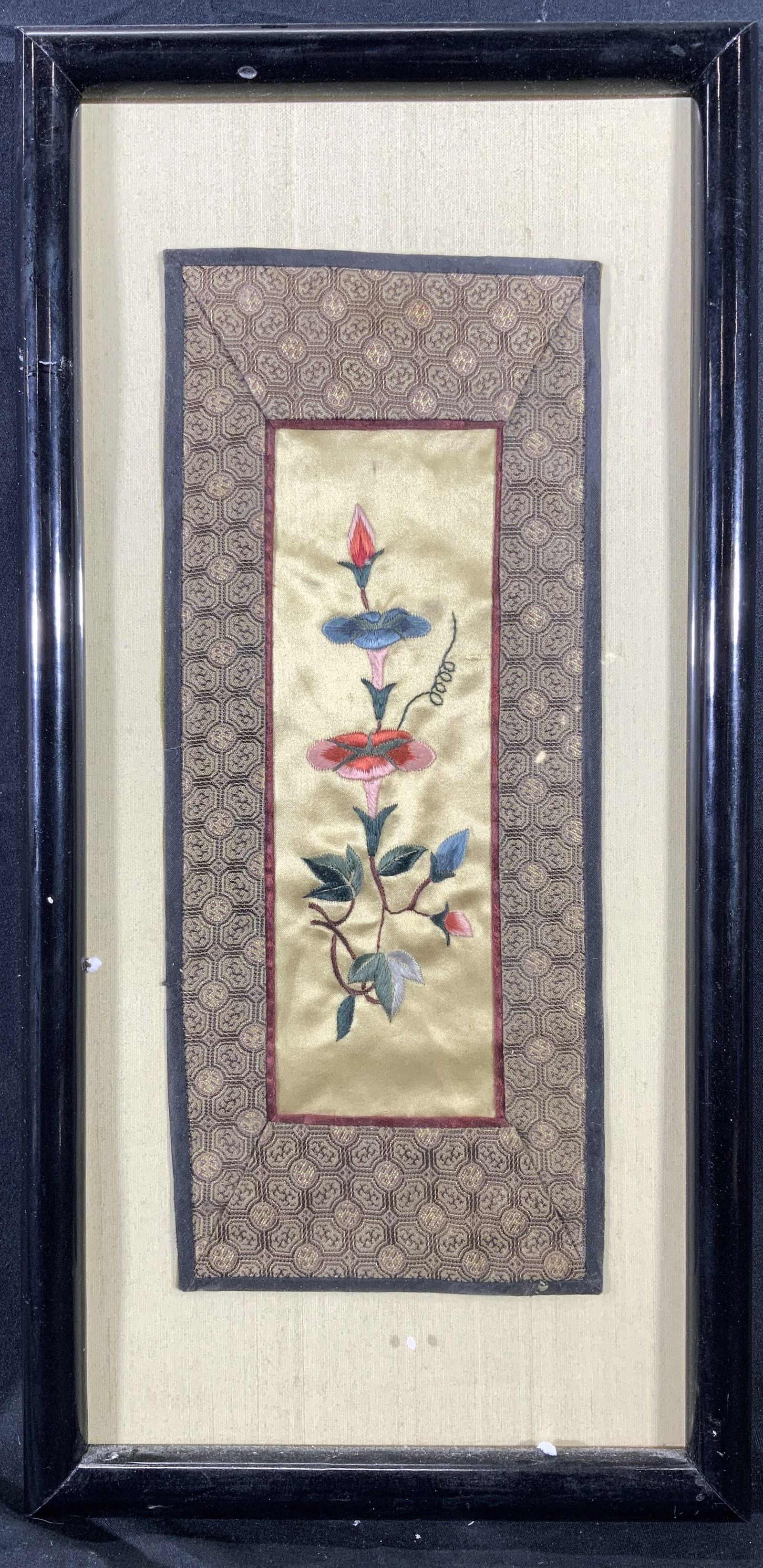 Framed Asian Style Hand Embroidered Silk Flower (1 of 9)