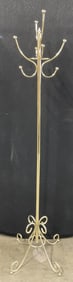 Scrolled Brass Toned Metal Hat Rack / Coat Tree