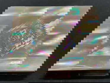 Vtg Gold Tn Mother of Pearl Compact Mirror