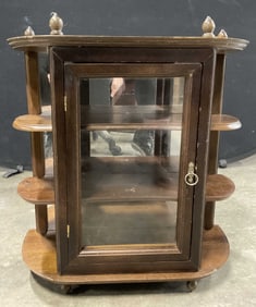 Vintage Mirrored Wooden Curio Wall Shelf