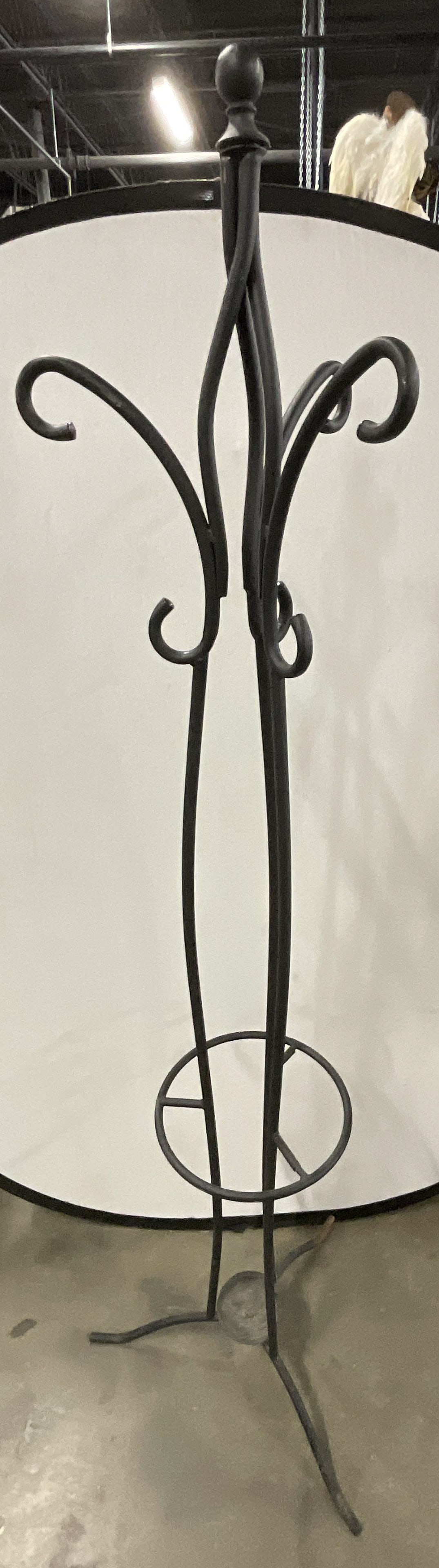 Black Scrolled Metal Hat Rack Coat Tree, 75 in ht (1 of 9)